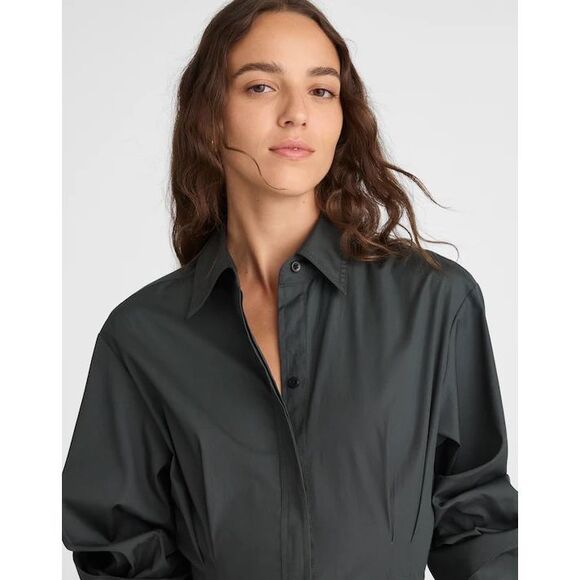 Madewell Tucked Mini Shirtdress Summit Green Size 6 NWT NW416 - Picture 4 of 10